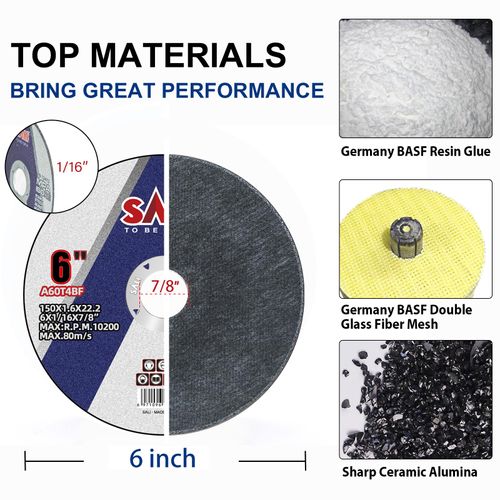 SALI 25 Pack Cut Off Wheel 6 Inch Cutting Wheels 6" x 1/16" x 7/8" for Metal & Stainless Steel, Angle Grinder Cutting Wheel,Cutting Discs with Aggressive Cutting 150 * 1.6 * 22.2(mm) MAX:R.P.M.10200