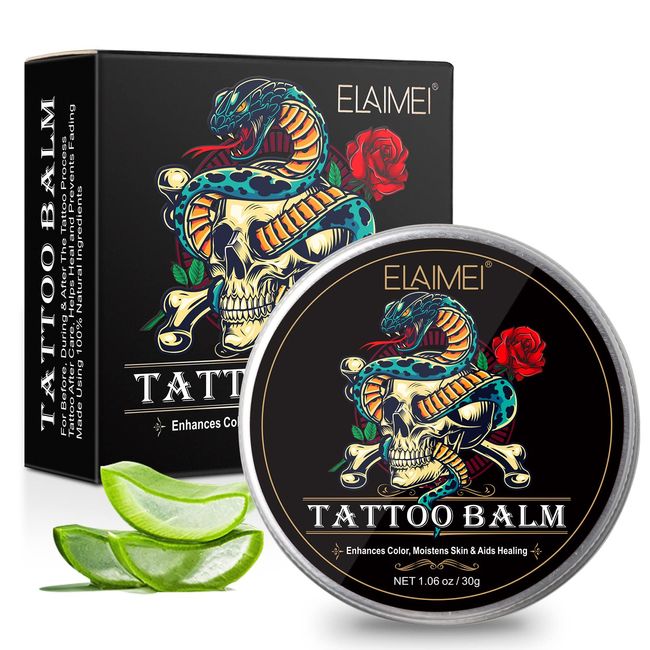 Tattoo Creme,Natürliche Feuchtigkeits Tattoo Pflege Creme,Tattoo Aftercare Butter für Old New Tattoo Moisturiser Brightener, Reinforced Tattoo Colours, Promotes Healing Tattoo Care Cream Balm1.06oz