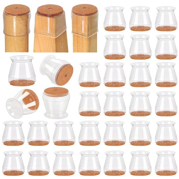 32 Pcs Chair Leg Floor Protectors for Hardwood Floors Silicone Covers to Protect Wood Tile Floors Felt Pads Furniture Leg Caps(Small)