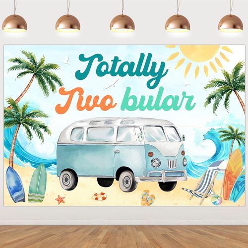 Balterever Surf 2nd Birthday Decoration Totally Two - Bular Birthday Backdrop Summer Beach 2nd Birthday Decoration Surfboard Backdrop Banner Retro Surf Birthday Decor for Hawaiian Beach Summer Surfing