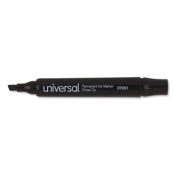 Universal Permanent Markers, Chisel Tip, Black, Dozen (UNV07051)