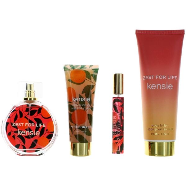 Kensie Women's Gift Set Zest For Life Body Lotion, Glow Oil, EDP Spray, 4 Piece