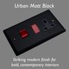 Varilight 45A Cooker Panel with 13A Double Pole Switched Socket Outlet (Red Rocker) Matt Black