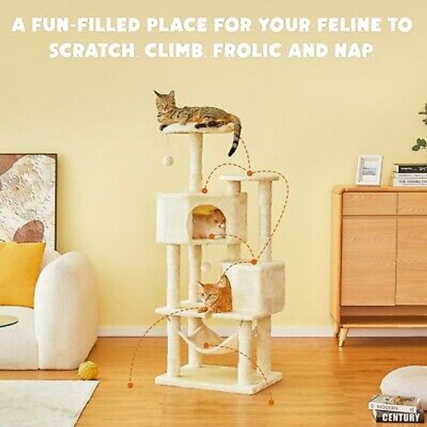 55" Cat Tower for Large Cat Climbing Tree Condo Pet Play House Activity Center