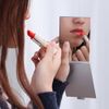 FRCOLOR Portable Makeup Mirror, Folding Mirror, Compact Mirror, 4.5 x 3.1 inches (11.5 x 8 cm), Convenient to Carry (Silver)