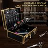 Kinglioncase Barber Case Clipper Bag Black, Hair Kit Tool Box Aluminum Organizer with Portable Handle and Secure Numlock for Scissors, Clippers, Barber Supplies 15.8" x 11" x 6.5"