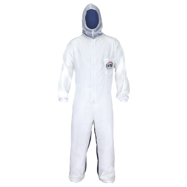 SAS Safety Corp Moonsuit Nylon and Cotton Coverall | Machine Washable Full Pullover with Hood Work Coveralls | Full Zipper Front, Elastic Waist with Pockets for Painting, Automotive, Factory (Medium)