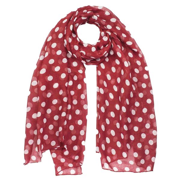 Basic Sense 10mm Polka Dot, Large Viscose Scarf, Red/White Dot