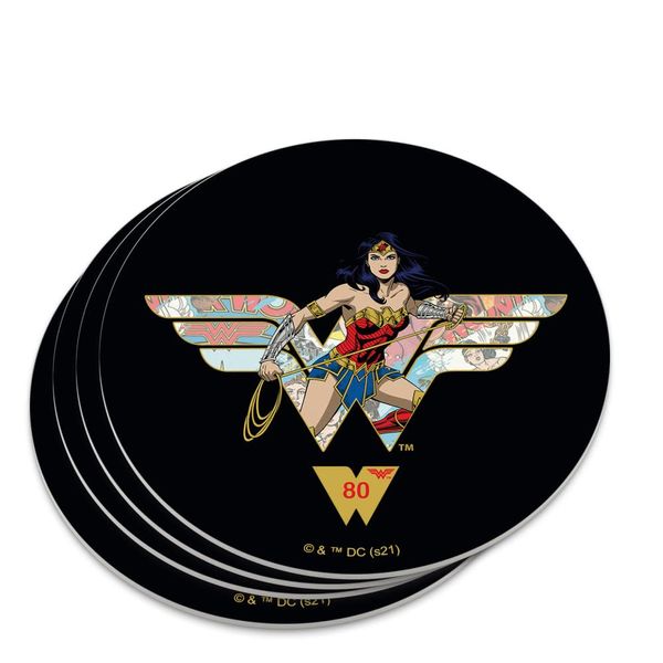 Wonder Woman 80th Collage Logo Novelty Coaster Set