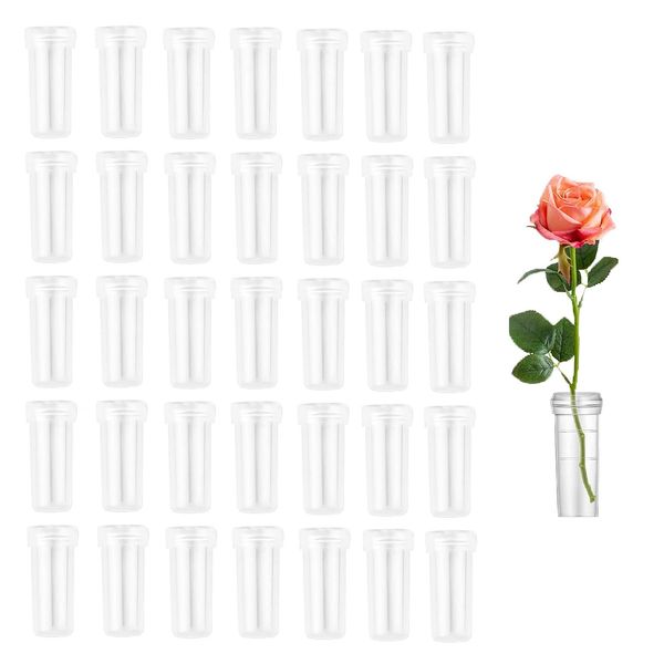 siawadeky Flower Water Tube, Clear Tube, 200 Pieces, Nutrition Tube, Flower Tube, Transparent Test Tube, Vase, Flower Container, Storage, Floral Tube, Mini Bottle, Flower Supplies, with Cap, 1.6 x 0.7 inches (4.1 x 1.8 cm)