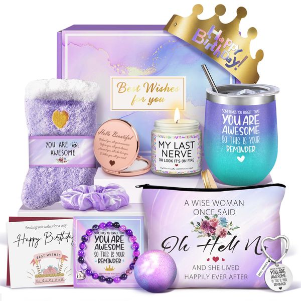 Gifts for Women, Birthday Gifts for Women, Happy Birthday Gifts Basket, Gift Set for Best Friends Female Sister Mom Wife Her Girlfriend Coworker Bestie Bff