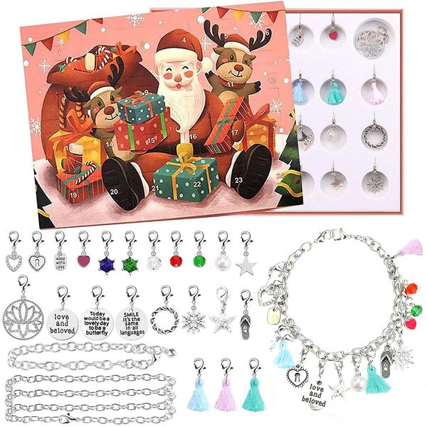 Advent Calendar 2023 Girls, XISTEST Jewellery Advent Calendar 2023 Girls, Advent Calendar for Teenage Girl, Advent Calendar Gifts, Charm Bracelet Advent Calendar Filler with 2 Bracelets 22 Charms