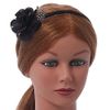 Thin Black With Side Silk & Feather Rose Flower Alice/Hair Band/HeadBand