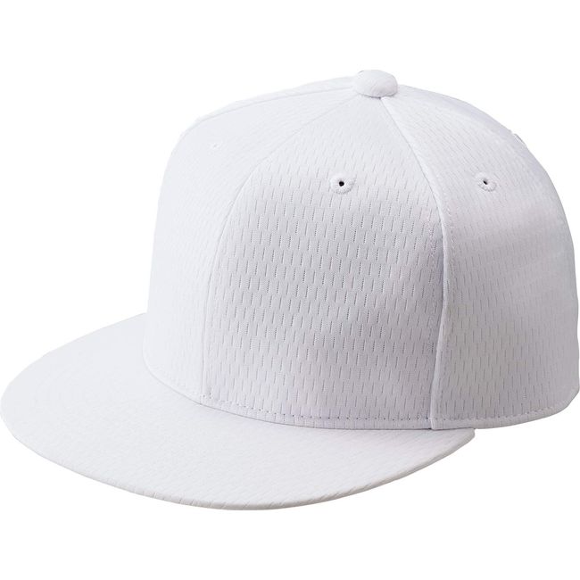 ZETT BH181T Baseball Hex Flat Brim Cap, White (1100)