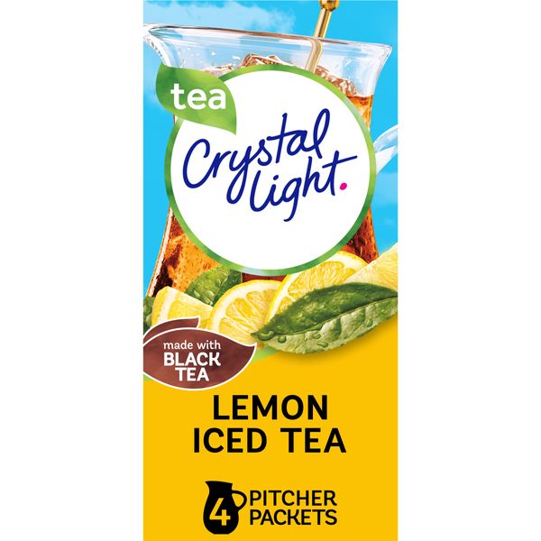 Crystal Light Sugar-Free Lemon Iced Tea Naturally Flavored Powdered Drink Mix 4 Count Pitcher Packets