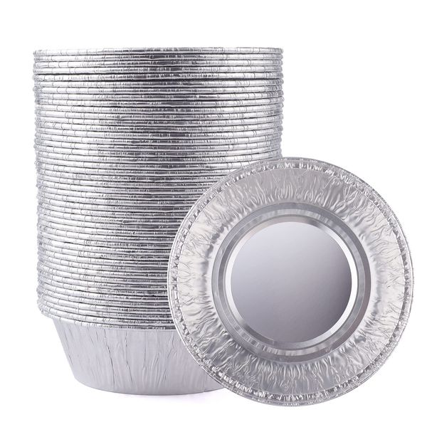 LOYUDEQIU 10.8cm Pie Dish Aluminum Foil Mini Pie Pans 50Pcs - Disposable Foil Pie Dishes Small Pie Tins Pot Pie Tins for Bakeries, Cafes, Restaurants - Durable Mini Tart Pans