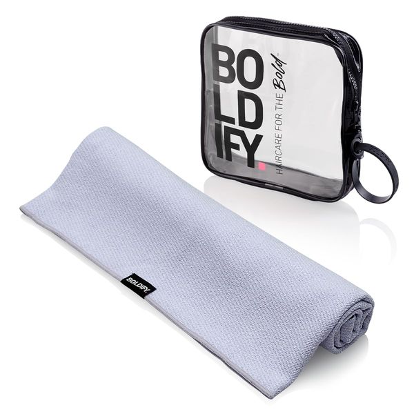 Boldify Quick Dry Microfiber Hair Towel Wrap for Women - for Thin and Curly Hair - Anti Frizz Plopping Towel, Microfiber Towel for Hair, Quick Dry Towel, Fast Drying Towel, Hair Turban Towel - GREY