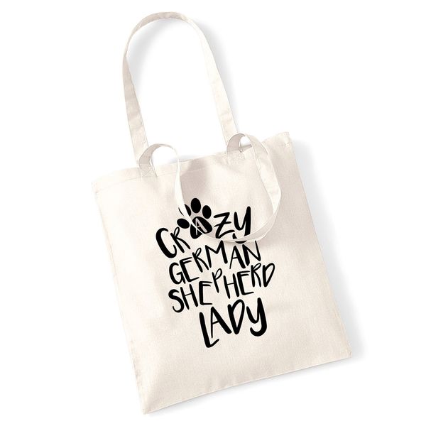Crazy german shepherd lady tote bag