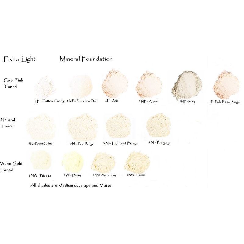 Mineral Foundation Lightest Shades - Porcelain Through Ivory (6 Shade ...