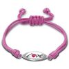 Adjustable Pink String Bracelet with Sterling Silver Love Charm