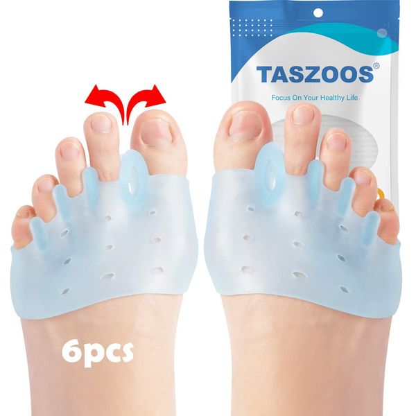 Toe Separators, (3 Pairs, Blue) Toe Spacers, with Soft & Breathable Metatarsal Pads, for Straighten Overlapping Toes, Realign Crooked Toes, Hammer Toe, Calluses, Bunions, Effectively Pain Relief