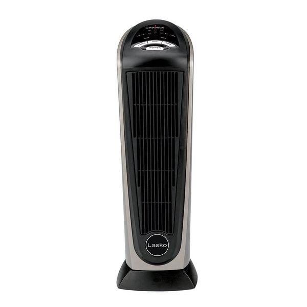 Lasko Lasko-22 Digital Ceramic Oscillating Remote (751320) Tower Heater, 8.5x2033 L x 7.25x2033 W x 23x2033 H, Grey/Black