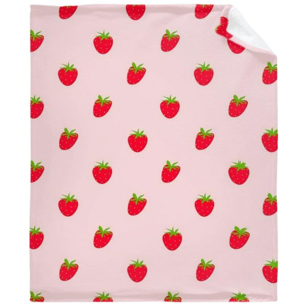 SUPERICH Pink Strawberry Baby Blanket for Boys Girls Super Soft Blanket Swaddle Newborn Cozy Receiving Blanket Stroller Throw 40x30 in for Puppy