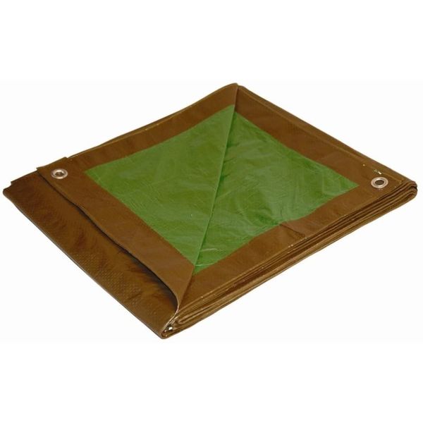 10x12 Multi-Purpose Brown/Green Medium Duty DRY TOP Poly Tarp (10'x12')