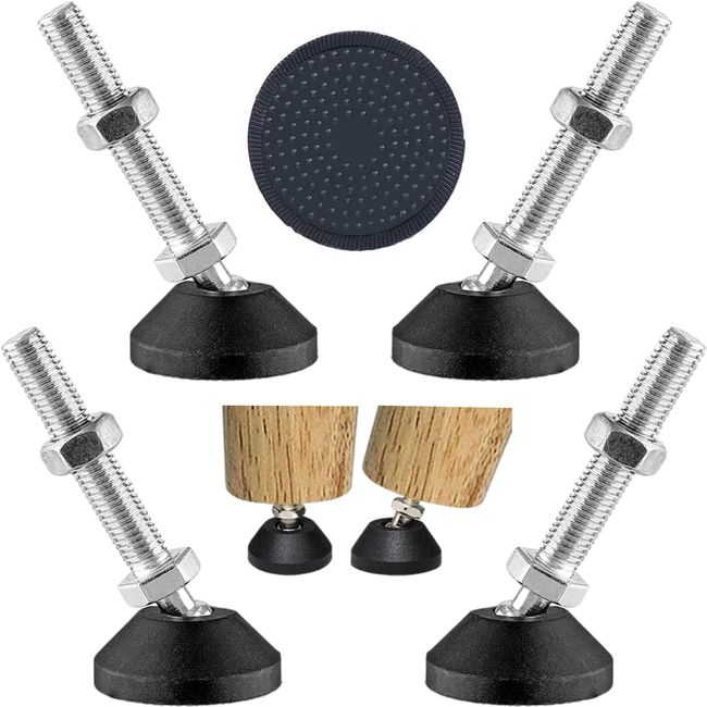 Uni-Fine 4 Pack Adjustable Feet Leveling, Durable Stainless Steel Leveler Glide Pads Furniture Screw Feet Feet Adjustable Feet, Regulating Screw M8 x 40 mm, Machine Feet/Table Feet/Furniture Feet