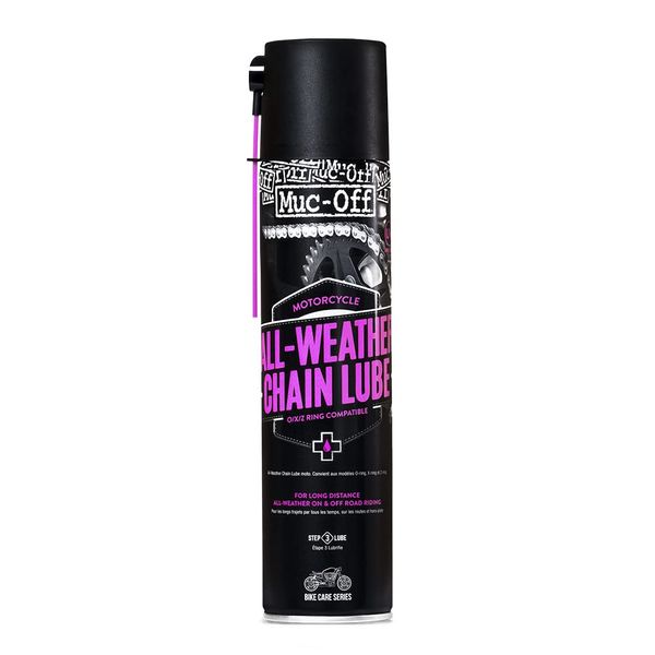 Muc Off All-Weather Motorcycle Chain Lube, 400 Milliliters - Premium Motorbike Chain Lubricant Spray - Formulated for All Weather Conditions