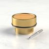 Solid Brushed Brass Floor Mounted Door Stops with Oak, Maple, Zebrano or Walnut Wood Insert (Oak, Gold)
