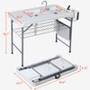 Folding Fish Cleaning Table with 2 Sink 42.6'' L Camping Table with Faucet White