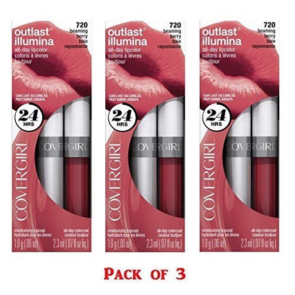 3pcs CoverGirl Outlast All Day Lipcolor, Beaming Berry [720]