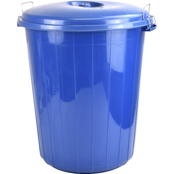 70L Plastic Bin Rubbish Waste Paper Recycling Dustbin Animal Feed Seed Storage (Blue)