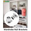 Hicello 2Pcs Stainless Steel Wardrobe Rail Rod Pole Socket End Support Bracket Flange-32mm