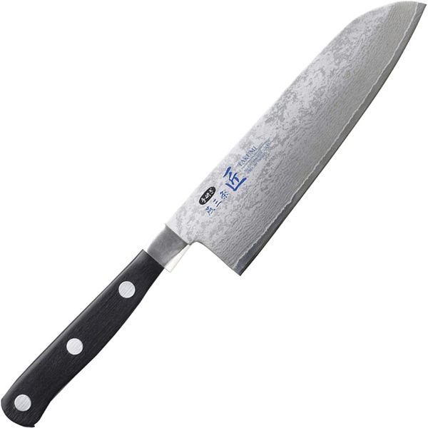 Shimomura Kusen 42977 Santoku Knife [Made in Japan] Stainless Steel Damascus Interrupt Utility Knife, 6.4 inches (163 mm), Tsubamesanjo Takumi Series, Kasumi