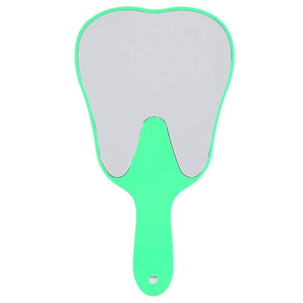 Handle Dental Mirror,4 Colors Fashionable Tooth Shaped Mirror Useful Cute Plastic Handle Tooth Dental Care Hand Mirror Tool Exam Mouth Magnifier(green)