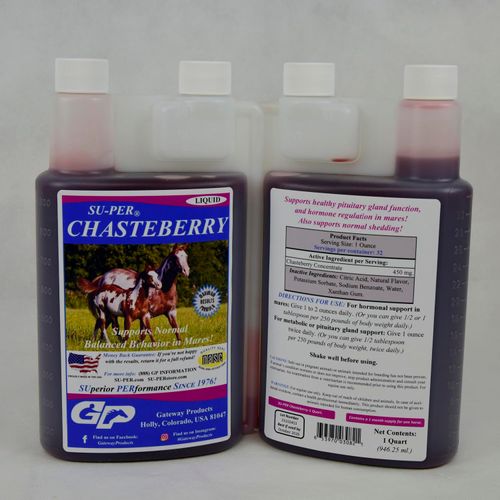 SU-PER Chasteberry Liquid Supplement for Horses - Supports Hormone Regulation & Healthy Pituitary Gland Function in Mares - 1 Quart, (2 Pack)