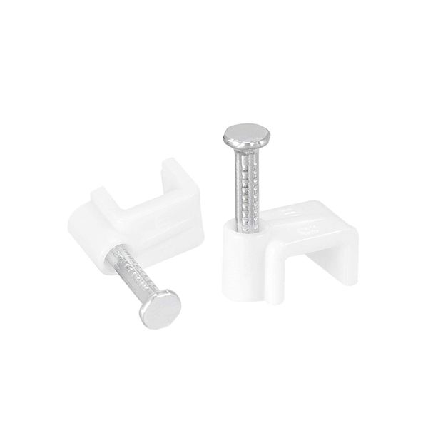 sourcing map Strengthened Flat Cable Clips with Single Steel Nail 8mm White 100pcs