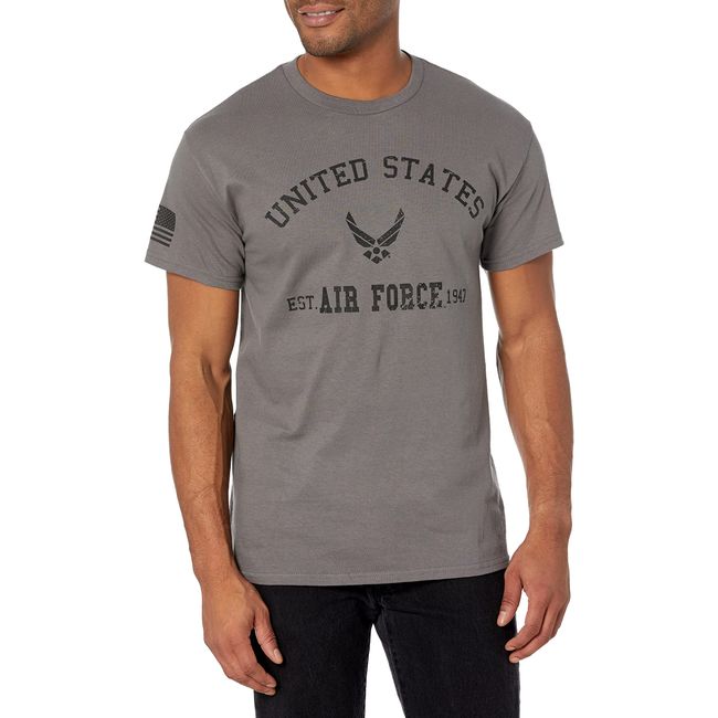 Icon Sports Men's Standard U.S. Air Force Short Sleeve T-Shirt, Grey, Large