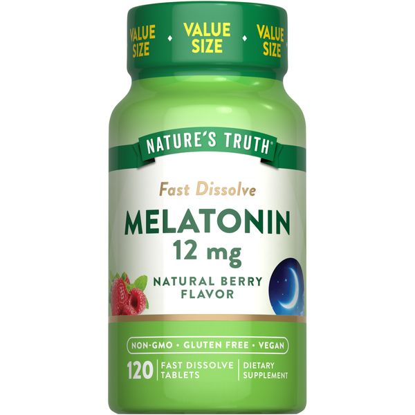 Melatonin 12mg | 120 Fast Dissolve Tablets | Vegan, Non-GMO| by Nature's Truth