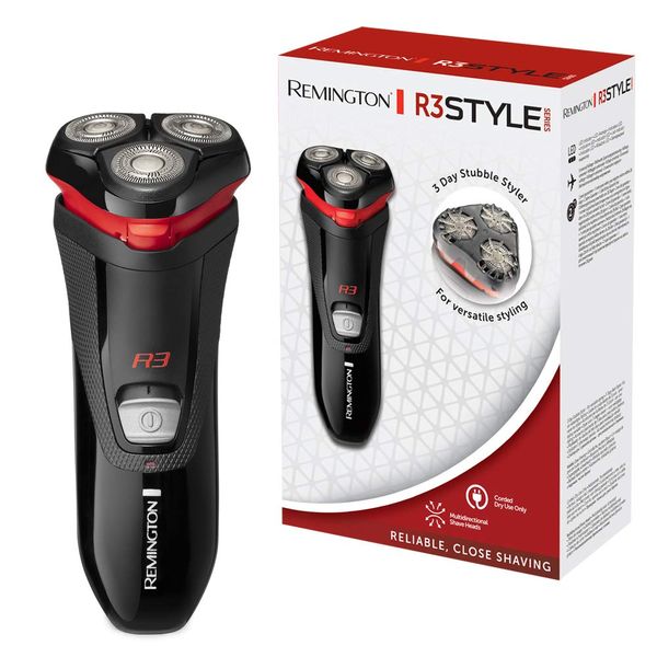 Remington R3000 Men's Rotation Shaver - Black & Red, Battery, Ergonomic