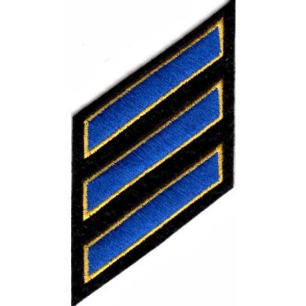 Uniform Service Hash Marks - Royal-Medium Gold on Black Felt Backing - 3 Hashes