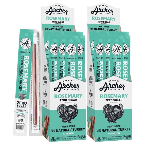 Rosemary Turkey Sticks by Country Archer, 100% Natural, Gluten Free, High Protein Snacks, 1 Ounce, 36 Count