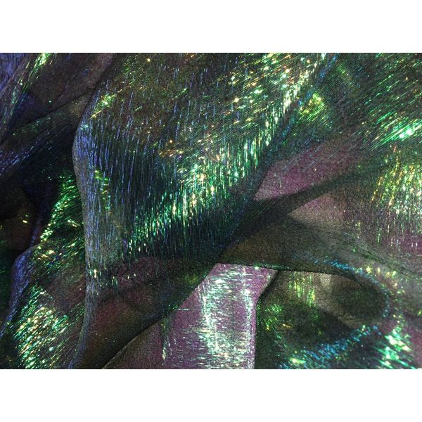 Mc-Stoff Multicolor Effekt Organza schwarz grün Glitzer Optik Meterware Twotone