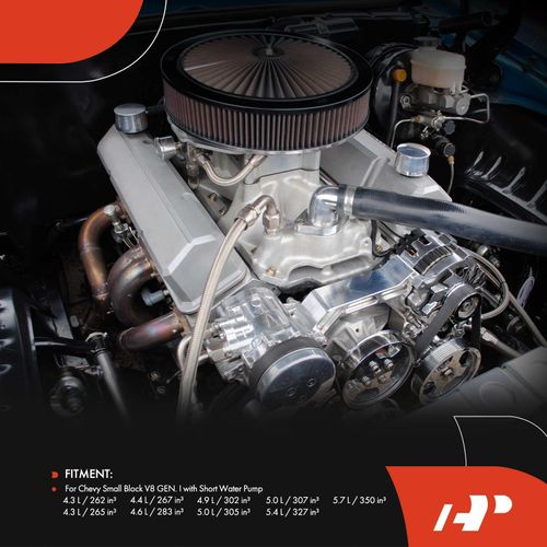 A-Premium Steel Chrome Power Steering Pump Bracket Kit Compatible with Chevy Small Block 4.3L 4.4L 4.6L 4.9L 5.0L 5.4L 5.7L, with Short Water Pump