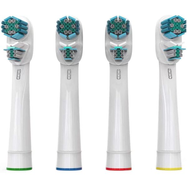 4 Ersatzbürsten, kompatibel mit Oralb Dual Clean, elektrische Zahnbürste, kompatibel mit Oralb Vitality Pro Smart Advance Power