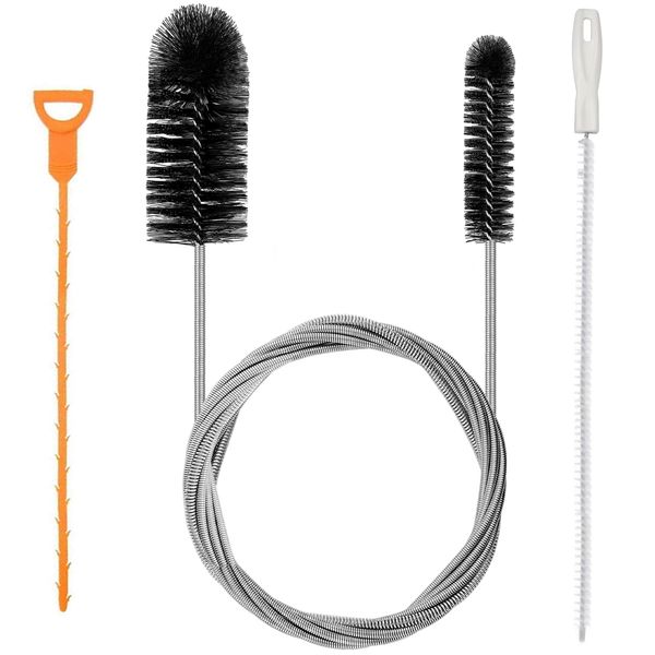 Pipe Cleaner Brush 80 inch Shower Drain Unblocker Tools 3Pcs Sink Drain Cleaners and Unblockers Plughole Unblocker Bathroom Pipe Unblocker Plug Hole Brush Drain Cleaning Tool Kitchen Sink Unblocker