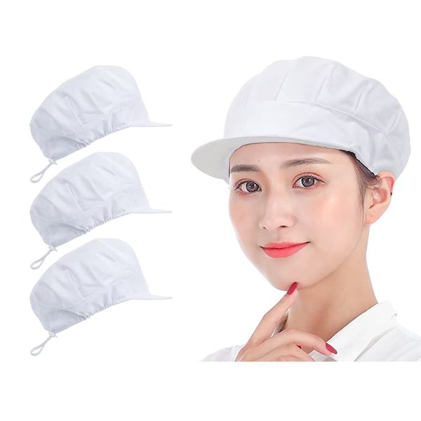 OTAKUMARKET Sanitary Cap, Set of 3, with Brim, Sanitary Hat, Sanitary, Kitchen Hat, Cooking Cap, Restaurant, Cooking Hat, For Lunching, Women, Men, Kitchen, Commercial Use, Cooking, Work, Adult,