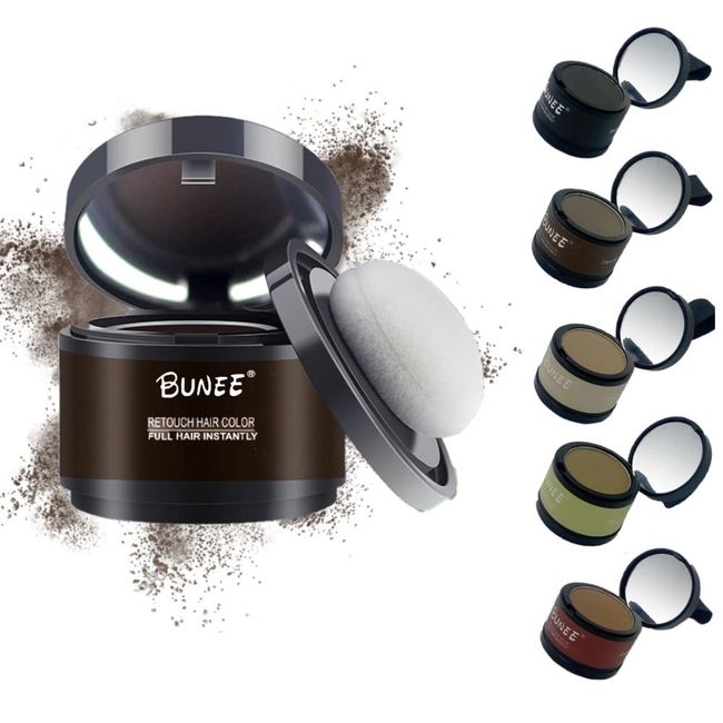 KAROR Haar Ansatzpuder Hairline Powder Haar Concealer Natürliche Haarverdichtung Hair Make-up Puder unsichtbare Haarverdichtung für Frauen Männer(dunkelbraun)